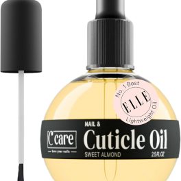 C CARE Sweet Almond Cuticle Oil For Nails - Repairs Cuticles Overnight - Moisturizes and Strengthens Nails and Cuticles - Dropper & Brush included - 2.5oz